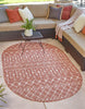 Unique Loom Outdoor Trellis T-KZOD10 Rust Red Area Rug Oval Lifestyle Image