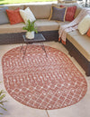 Unique Loom Outdoor Trellis T-KZOD10 Rust Red Area Rug Oval Lifestyle Image