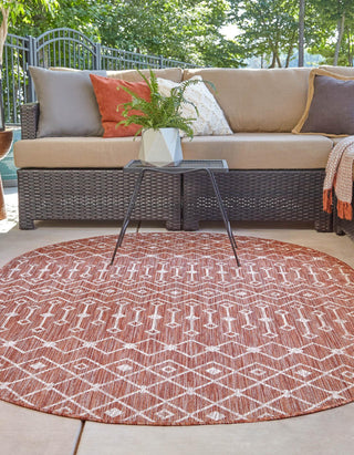 Unique Loom Outdoor Trellis T-KZOD10 Rust Red Area Rug Oval Lifestyle Image