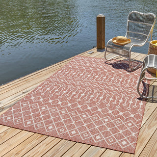 Unique Loom Outdoor Trellis T-KZOD10 Rust Red Area Rug Rectangle Lifestyle Image