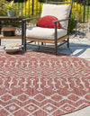 Unique Loom Outdoor Trellis T-KZOD10 Rust Red Area Rug Round Lifestyle Image