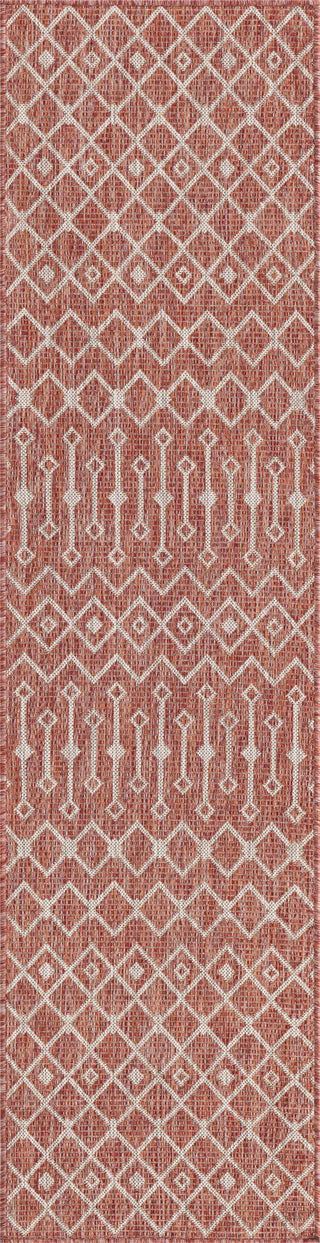 Unique Loom Outdoor Trellis T-KZOD10 Rust Red Area Rug Runner Top-down Image