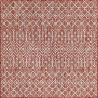 Unique Loom Outdoor Trellis T-KZOD10 Rust Red Area Rug Square Top-down Image