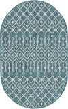 Unique Loom Outdoor Trellis T-KZOD10 Teal Area Rug Oval Top-down Image