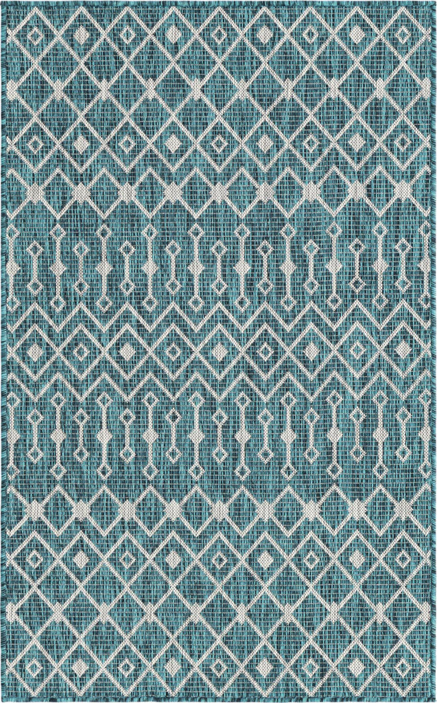 Unique Loom Outdoor Trellis T-KZOD10 Teal Area Rug main image