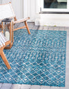 Unique Loom Outdoor Trellis T-KZOD10 Teal Area Rug Rectangle Lifestyle Image
