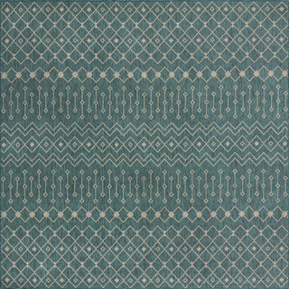 Unique Loom Outdoor Trellis T-KZOD10 Teal Area Rug Square Top-down Image