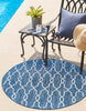 Unique Loom Outdoor Trellis T-KZOD14 Blue Area Rug Round Lifestyle Image