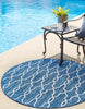 Unique Loom Outdoor Trellis T-KZOD14 Blue Area Rug Round Lifestyle Image