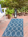 Unique Loom Outdoor Trellis T-KZOD14 Blue Area Rug Runner Lifestyle Image