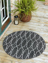 Unique Loom Outdoor Trellis T-KZOD14 Charcoal Area Rug Round Lifestyle Image