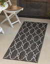 Unique Loom Outdoor Trellis T-KZOD14 Charcoal Area Rug Runner Lifestyle Image