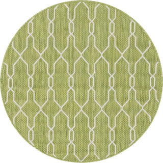 Unique Loom Outdoor Trellis T-KZOD14 Green Area Rug Round Top-down Image