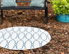 Unique Loom Outdoor Trellis T-KZOD14 Ivory Area Rug Round Lifestyle Image