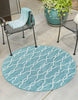 Unique Loom Outdoor Trellis T-KZOD14 Light Aqua Area Rug Round Lifestyle Image