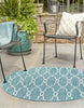 Unique Loom Outdoor Trellis T-KZOD14 Light Aqua Area Rug Round Lifestyle Image