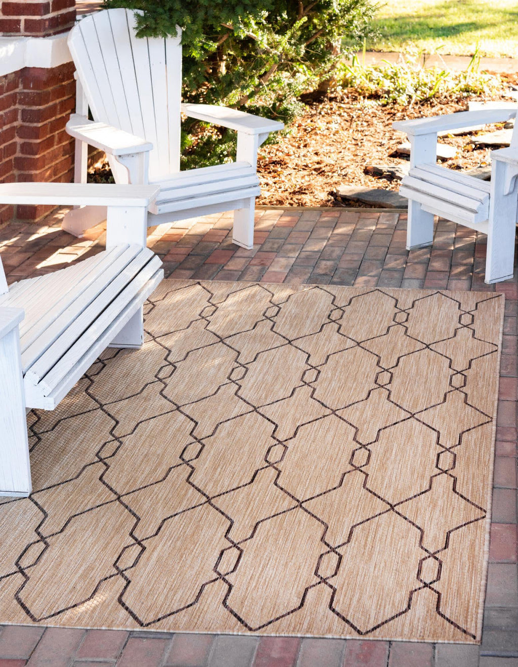 Unique Loom Outdoor Trellis T-KZOD14 Natural Area Rug Rectangle Lifestyle Image Feature