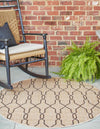 Unique Loom Outdoor Trellis T-KZOD14 Natural Area Rug Round Lifestyle Image