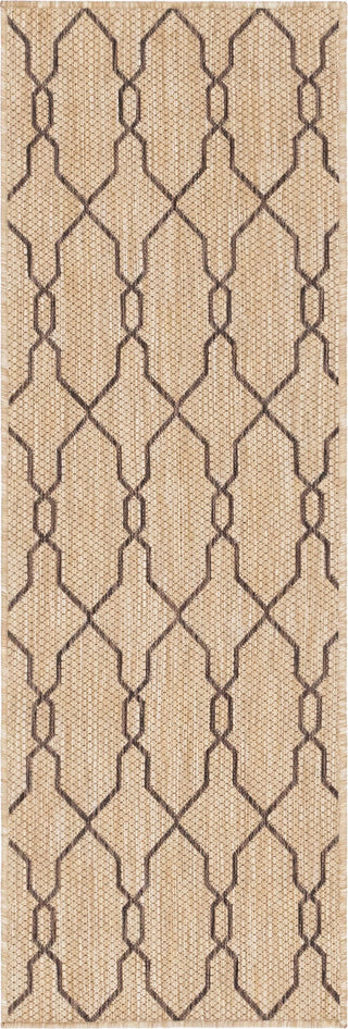 Unique Loom Outdoor Trellis T-KZOD14 Natural Area Rug Runner Top-down Image