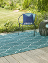 Unique Loom Outdoor Trellis T-KZOD14 Teal Area Rug Rectangle Lifestyle Image