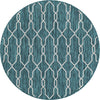 Unique Loom Outdoor Trellis T-KZOD14 Teal Area Rug Round Top-down Image
