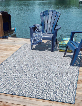 Unique Loom Outdoor Trellis T-KZOD15 Blue Area Rug Rectangle Lifestyle Image Feature