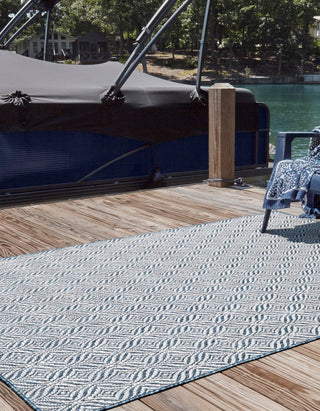 Unique Loom Outdoor Trellis T-KZOD15 Blue Area Rug Rectangle Lifestyle Image