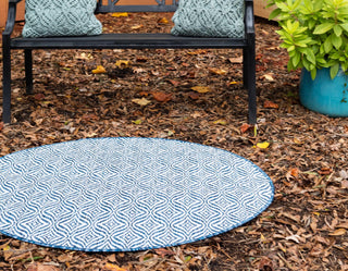 Unique Loom Outdoor Trellis T-KZOD15 Blue Area Rug Round Lifestyle Image