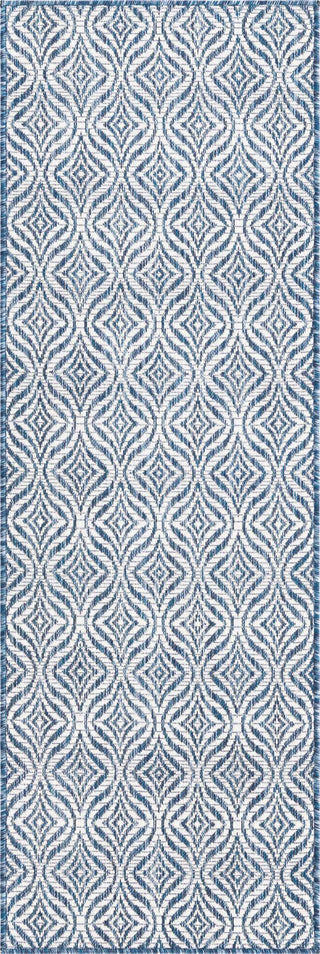 Unique Loom Outdoor Trellis T-KZOD15 Blue Area Rug Runner Top-down Image