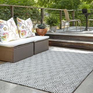 Unique Loom Outdoor Trellis T-KZOD15 Charcoal Area Rug Rectangle Lifestyle Image