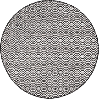 Unique Loom Outdoor Trellis T-KZOD15 Charcoal Area Rug Round Top-down Image