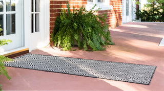 Unique Loom Outdoor Trellis T-KZOD15 Charcoal Area Rug Runner Lifestyle Image