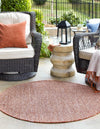 Unique Loom Outdoor Trellis T-KZOD15 Rust Red Area Rug Round Lifestyle Image