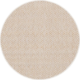 Unique Loom Outdoor Trellis T-KZOD15 Taupe Area Rug Round Top-down Image