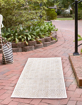 Unique Loom Outdoor Trellis T-KZOD15 Taupe Area Rug Runner Lifestyle Image