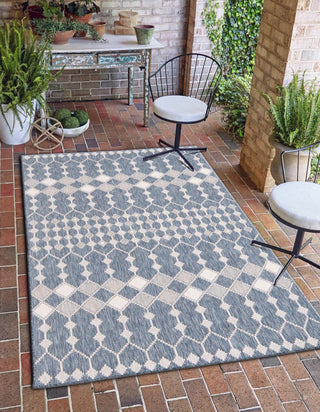 Unique Loom Outdoor Trellis T-KZOD22 Blue Area Rug Rectangle Lifestyle Image Feature