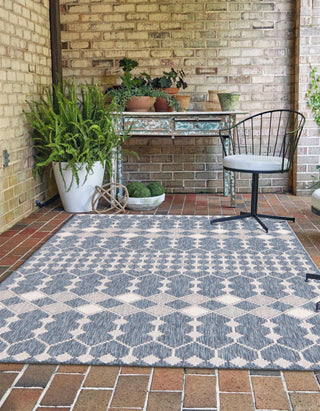 Unique Loom Outdoor Trellis T-KZOD22 Blue Area Rug Rectangle Lifestyle Image