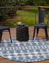 Unique Loom Outdoor Trellis T-KZOD22 Blue Area Rug Round Lifestyle Image