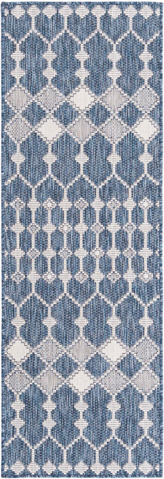 Unique Loom Outdoor Trellis T-KZOD22 Blue Area Rug Runner Top-down Image