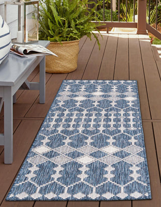 Unique Loom Outdoor Trellis T-KZOD22 Blue Area Rug Runner Lifestyle Image