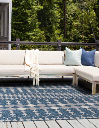 Unique Loom Outdoor Trellis T-KZOD22 Blue Area Rug Square Lifestyle Image