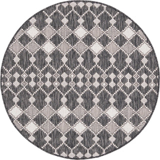 Unique Loom Outdoor Trellis T-KZOD22 Charcoal Area Rug Round Top-down Image