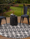 Unique Loom Outdoor Trellis T-KZOD22 Charcoal Area Rug Round Lifestyle Image