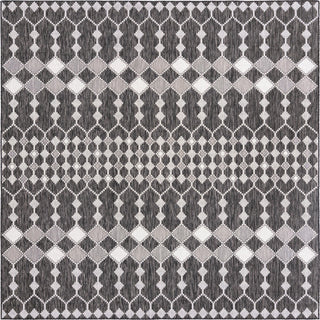 Unique Loom Outdoor Trellis T-KZOD22 Charcoal Area Rug Square Top-down Image