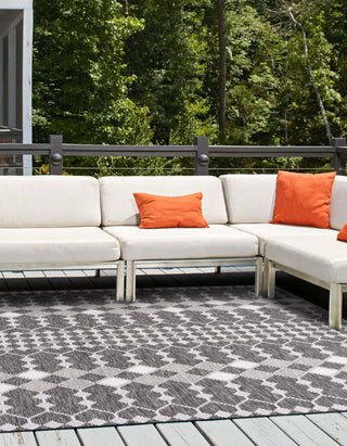 Unique Loom Outdoor Trellis T-KZOD22 Charcoal Area Rug Square Lifestyle Image