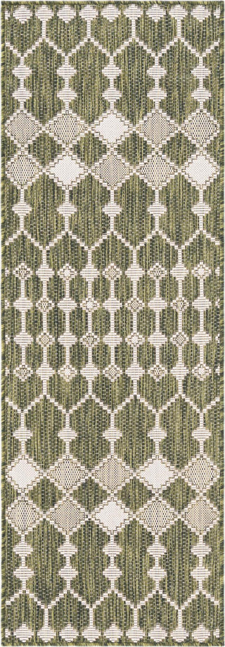 Unique Loom Outdoor Trellis T-KZOD22 Green Area Rug Runner Top-down Image