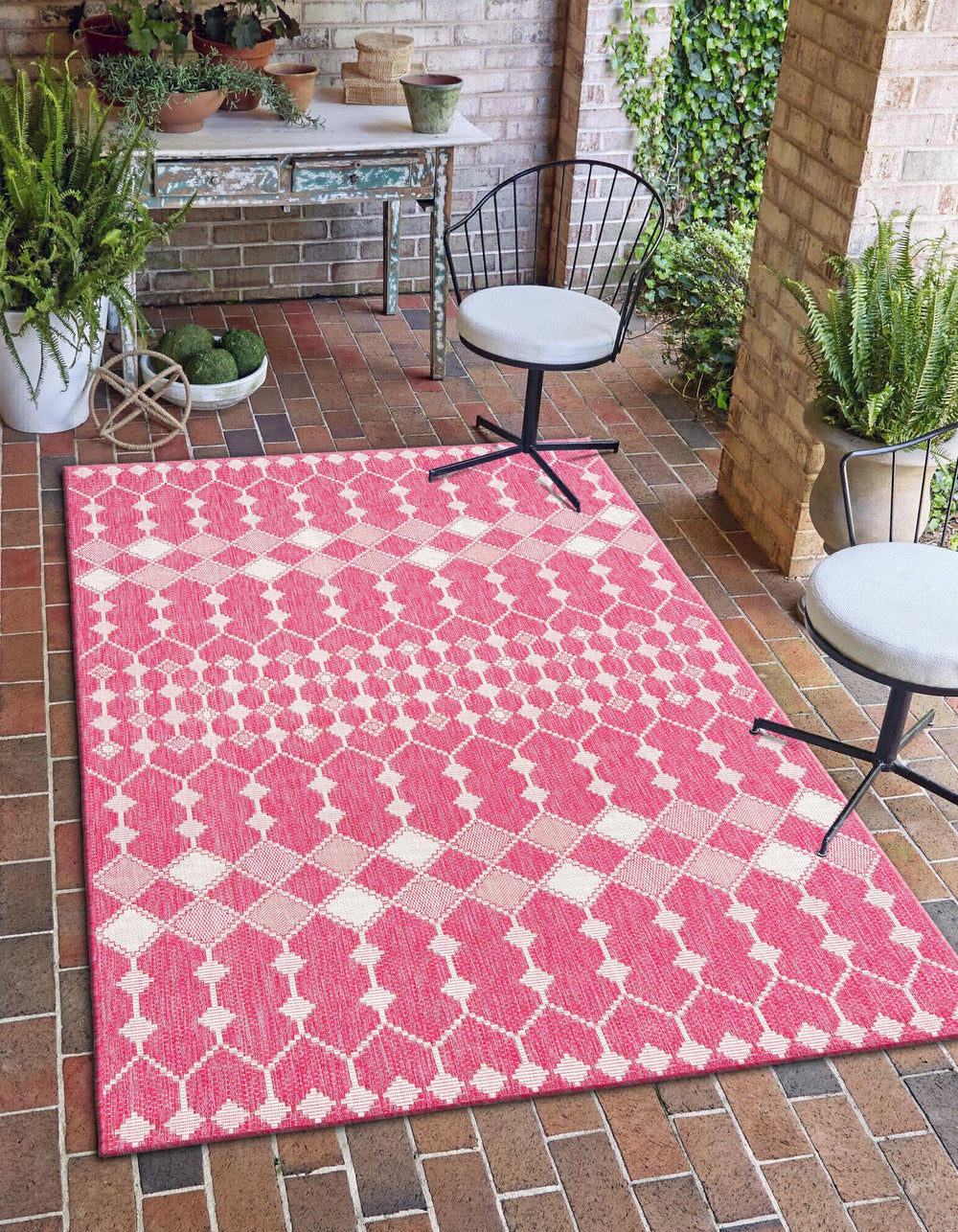 Unique Loom Outdoor Trellis T-KZOD22 Magenta Area Rug – Incredible Rugs ...