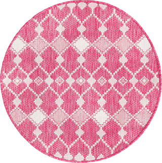 Unique Loom Outdoor Trellis T-KZOD22 Magenta Area Rug Round Top-down Image