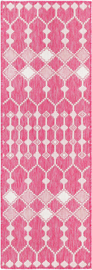 Unique Loom Outdoor Trellis T-KZOD22 Magenta Area Rug Runner Top-down Image