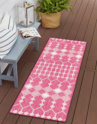 Unique Loom Outdoor Trellis T-KZOD22 Magenta Area Rug Runner Lifestyle Image